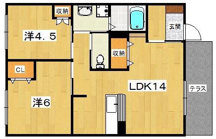 メゾン・ド・エフ(2LDK/1階)の間取り写真