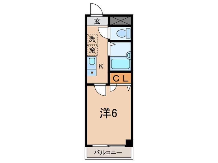 フロラシオン(1K/2階)の間取り写真