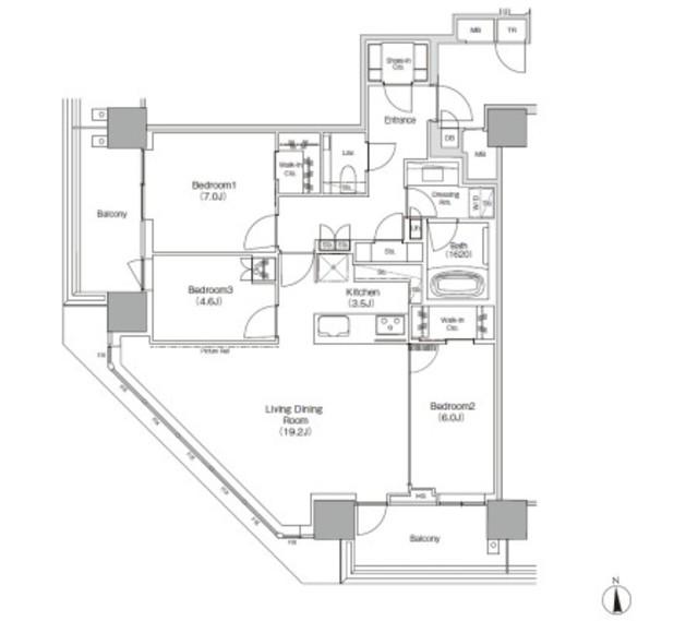 JIYUGAOKA MUSE SQUARE THE RESIDENCE(3LDK/13階)の間取り写真