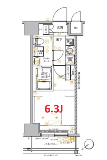 RELUXIA GRANDE 横濱吉野町(1K/4階)の間取り写真