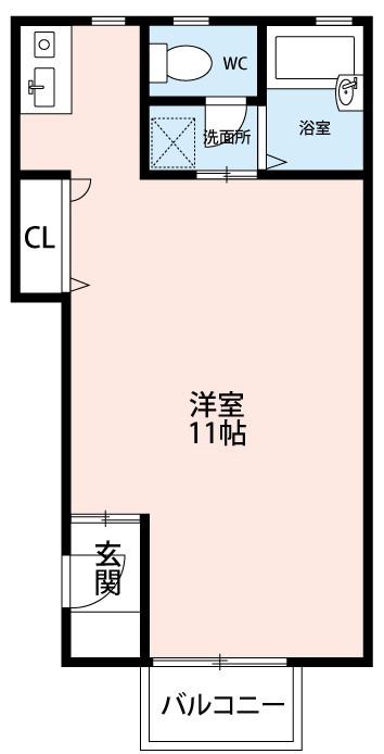 私の家I(ワンルーム/2階)の間取り写真