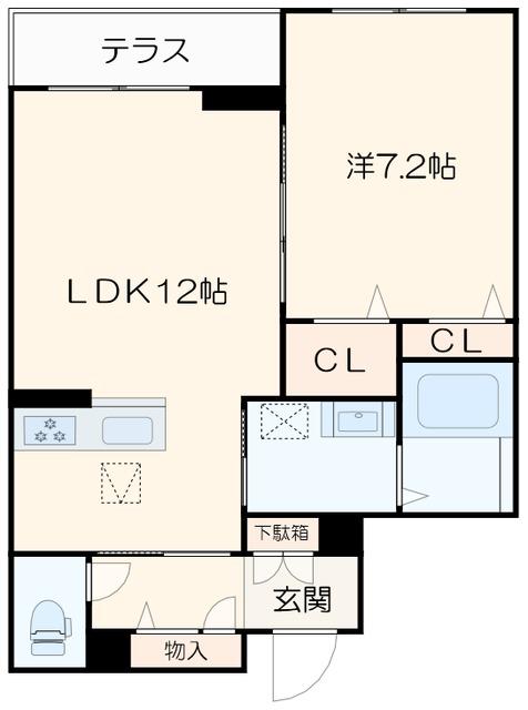 リュミエール(1LDK/1階)の間取り写真