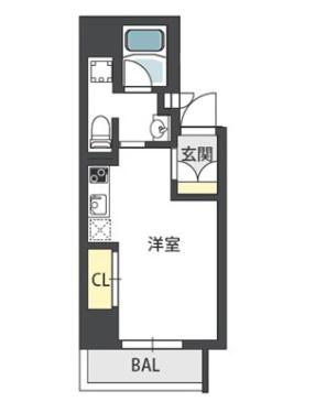 GRANDSTEADY徳井町(ワンルーム/9階)の間取り写真
