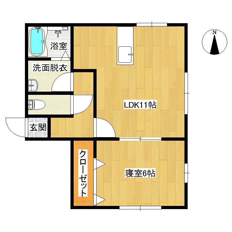 ジャルダン大東(1LDK/1階)の間取り写真