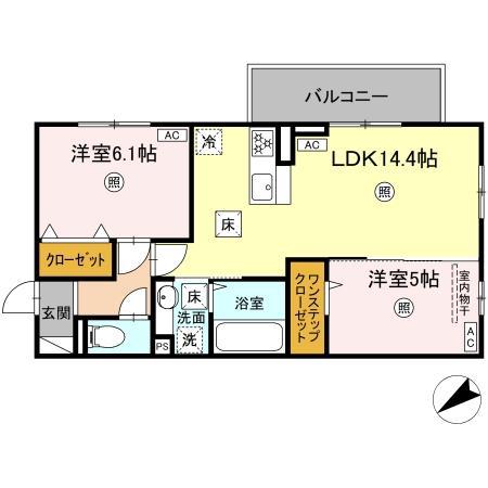 D-ROOM パレットハウス(2LDK/1階)の間取り写真