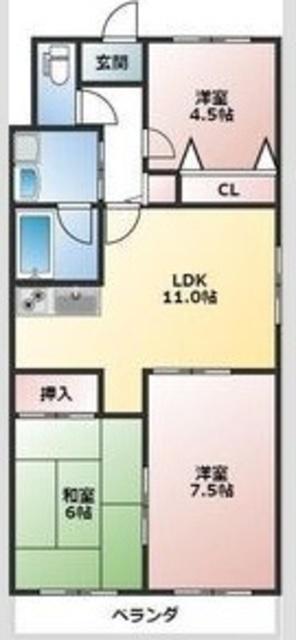 ロイヤル本郷(3LDK/3階)の間取り写真