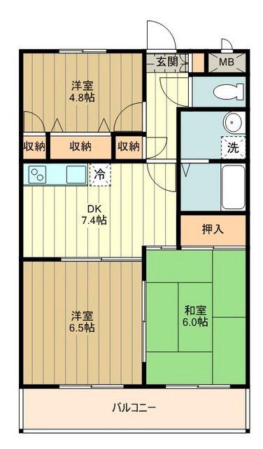 ウエステリア東大和3(3DK/1階)の間取り写真