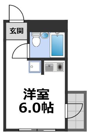 ウエスト-ONE II(ワンルーム/4階)の間取り写真