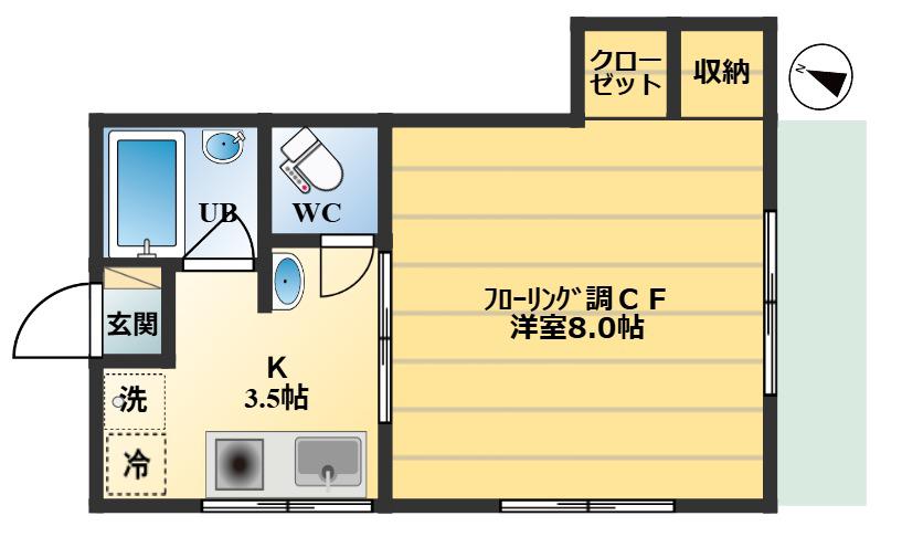 レークコーポラス(1K/3階)の間取り写真