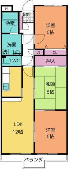 ベルメゾン(3LDK/4階)の間取り写真