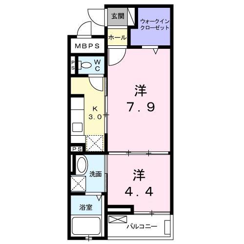 クリアネス コート(1LDK/2階)の間取り写真