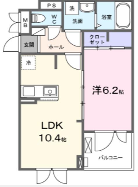 フォンテーヌⅢ(1LDK/2階)の間取り写真