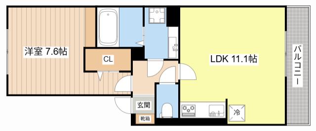 アイル東近江(1LDK/3階)の間取り写真