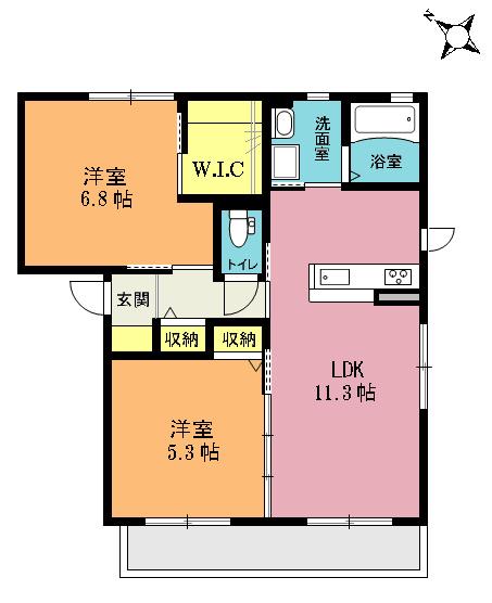 SHMメゾンフロマージュII(2LDK/2階)の間取り写真