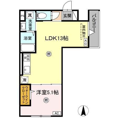 グラナーデ竹ノ塚(1LDK/2階)の間取り写真