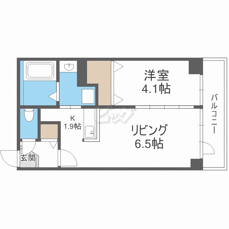 グランカーサ南6条(1LDK/2階)の間取り写真