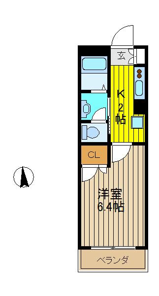 シャーメゾン川口 B(1K/2階)の間取り写真