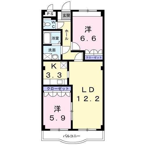 コンフォール(2LDK/2階)の間取り写真