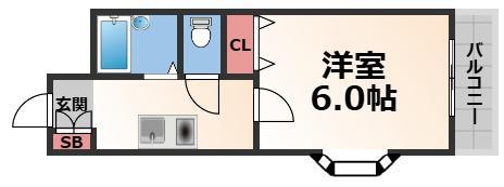 オーシャン新深江(1K/4階)の間取り写真