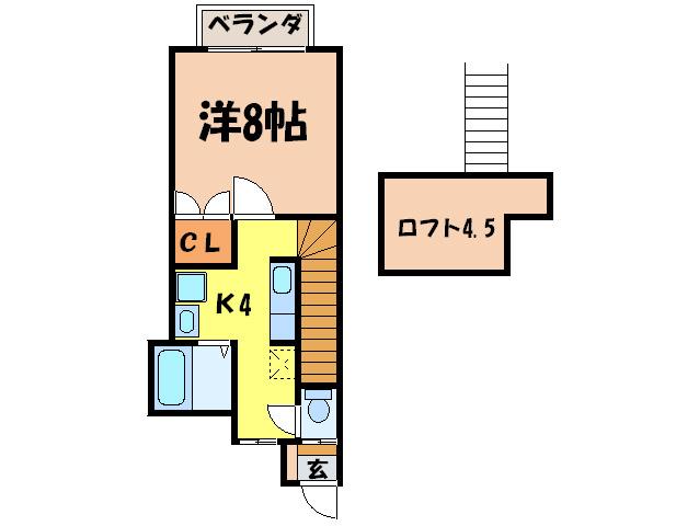MOPR(1K/2階)の間取り写真