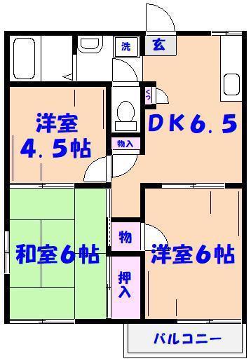 エクレールA棟(3DK/1階)の間取り写真