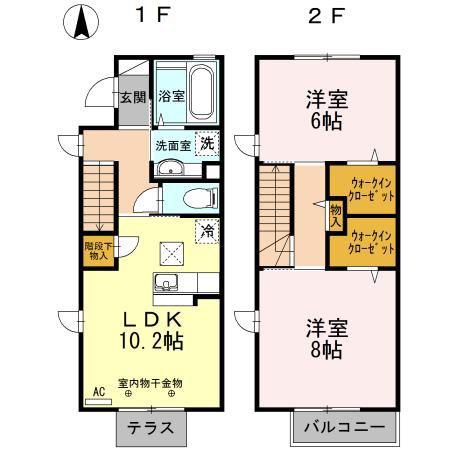 ヴィルトーゾ(2LDK/1階)の間取り写真