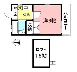ドルフ相模が丘NO.1(1K/2階)の間取り写真