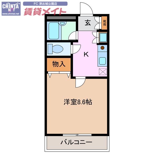 サザンブリーズ(1K/2階)の間取り写真