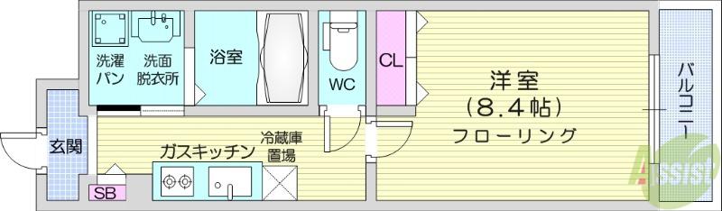 GRAND SOLEIL(1K/3階)の間取り写真