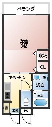 ザ・とまと(1K/3階)の間取り写真