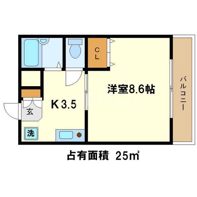 ジョヴィアルI(1K/2階)の間取り写真