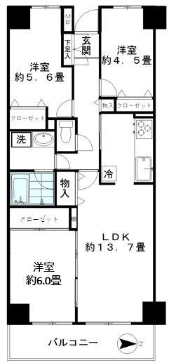 ジュネス(3LDK/2階)の間取り写真