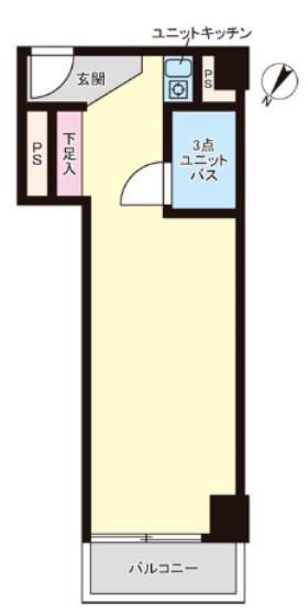 ライオンズマンション伊勢佐木長者町第2(ワンルーム/2階)の間取り写真