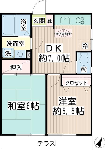 シャローム馬込(2DK/1階)の間取り写真