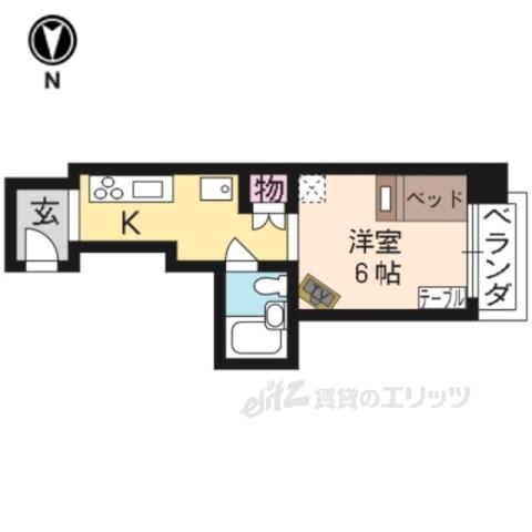 SAMSQUARE烏丸御池(1K/2階)の間取り写真