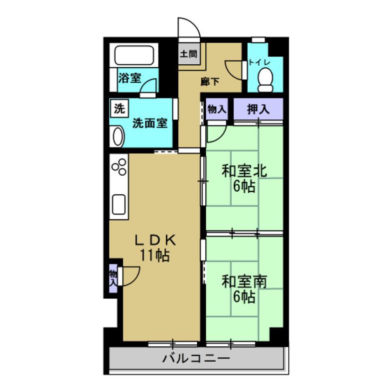 メゾン花園(2LDK/3階)の間取り写真