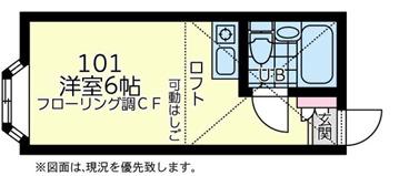 ユナイトステージKANSEIフォンターレ(ワンルーム/1階)の間取り写真