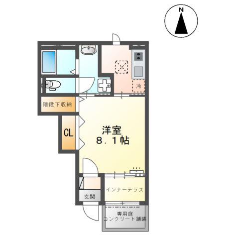 SUN FLORA(1K/1階)の間取り写真