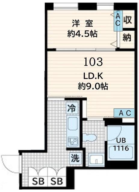 AGLAIA恵比寿(1LDK/1階)の間取り写真
