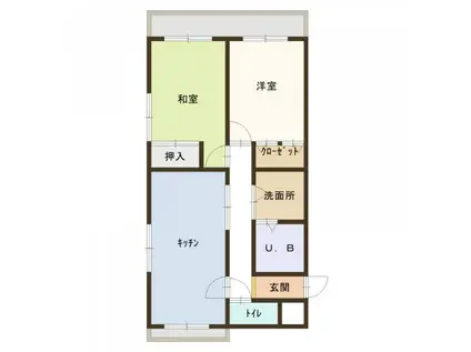 ヴィラエステート(2DK/2階)の間取り写真