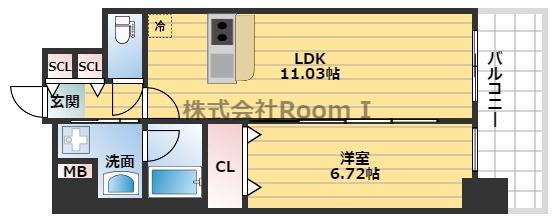 LA DOUCEUR天満(1LDK/2階)の間取り写真