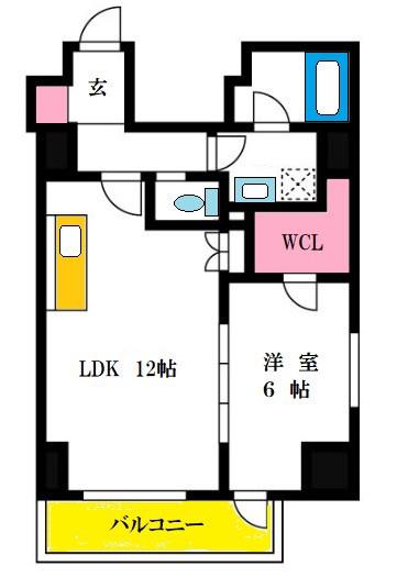 プレディアコート本町(1LDK/8階)の間取り写真