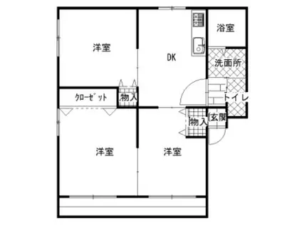 シティハイムドミールII(3DK/1階)の間取り写真