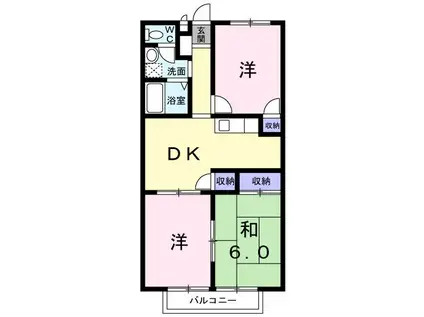 フォブール大井A(3DK/1階)の間取り写真