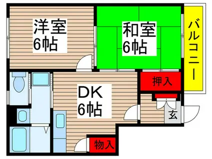 フラワーパレス(2DK/1階)の間取り写真