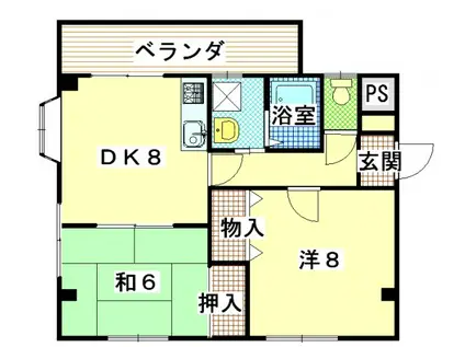 ファミール金岡(2DK/3階)の間取り写真
