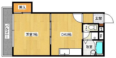 アーバンハイム(1DK/3階)の間取り写真