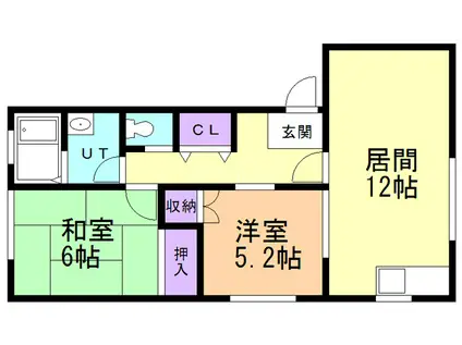 ライフインロメリアC棟(2LDK/1階)の間取り写真