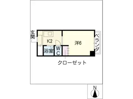 アパートメントハウスフォーナイン(1K/6階)の間取り写真