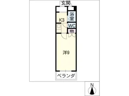 ピア若松(1K/3階)の間取り写真